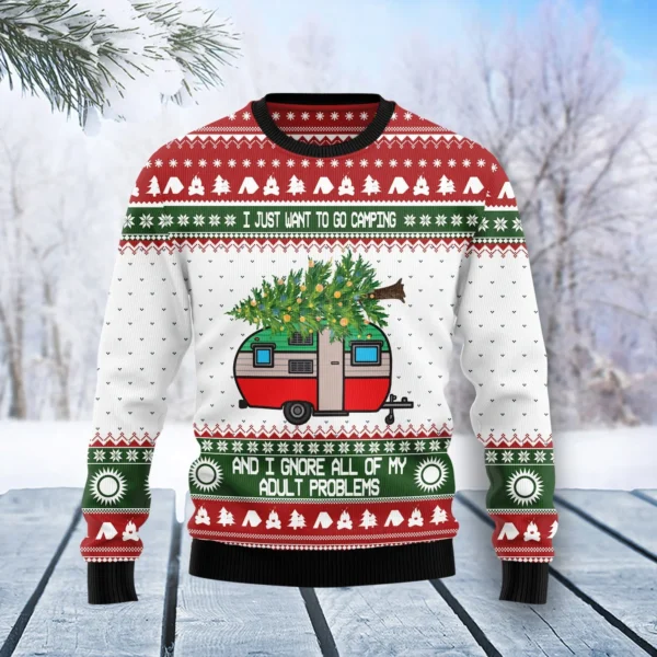 camping christmas ugly christmas sweater.webp