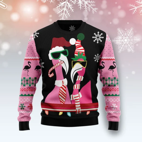 candy cane flamingo beautiful christmas sweaters cute xmas clothes.webp