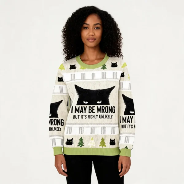 Cat Can Do No Wrong Christmas Ugly Sweater Xma
