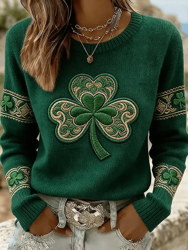 celtic shamrock ornate knit sweater st patricks day irish pride.webp