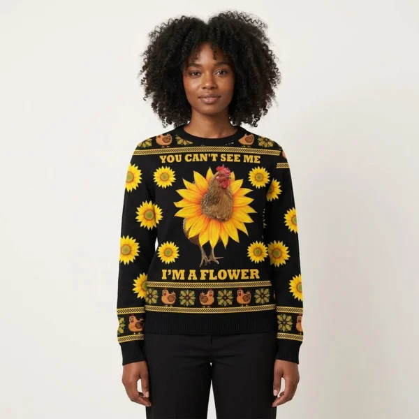 Chicken Flower Silly Christmas Jumpers Funny X