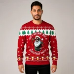 Christmas Black Santa Sweater Red Aint Nothin But A Christmas Party