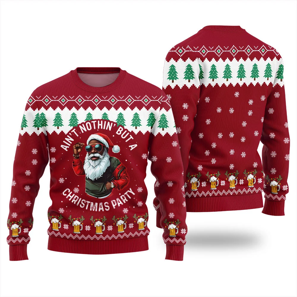 christmas black santa sweater red aint nothin but a christmas party.webp christmas black santa sweater red aint nothin but a christmas party.webp