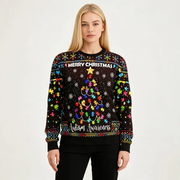 Christmas Tree Autism Awareness Christmas Swea