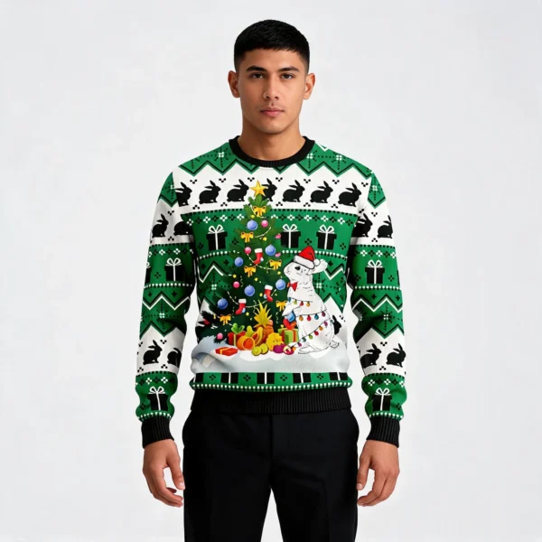 Christmas Tree Rabbit Ugly Christmas Sweater W