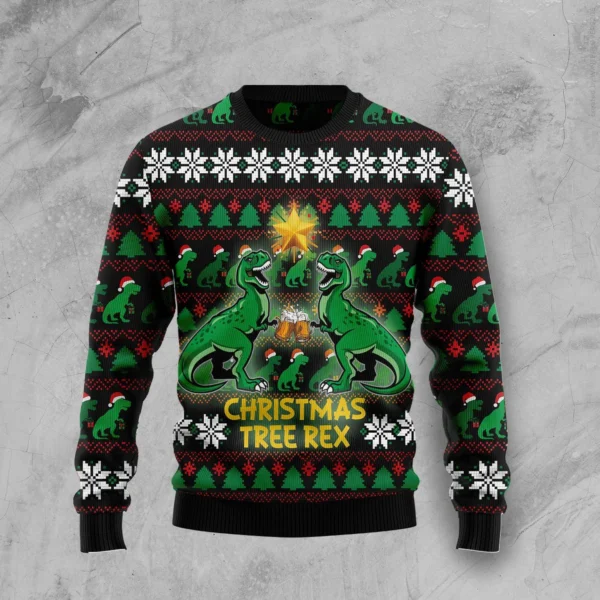 christmas tree rex ugly christmas sweater cold weather clothes.webp