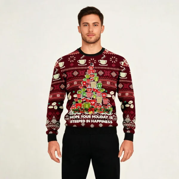 Coffee Christmas Tree Ugly Christmas Sweater M