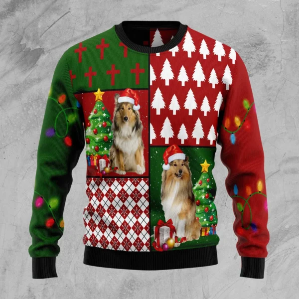 collie hohoho ugly christmas sweater merry xmas clothes collie dog.webp