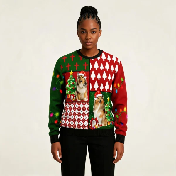Collie Hohoho Ugly Christmas Sweater Merry Xma