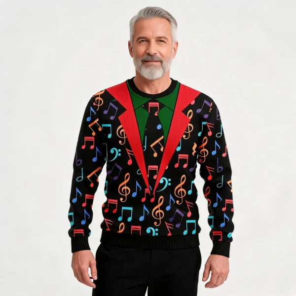 Colorful Music Notes Ugly Christmas Sweater