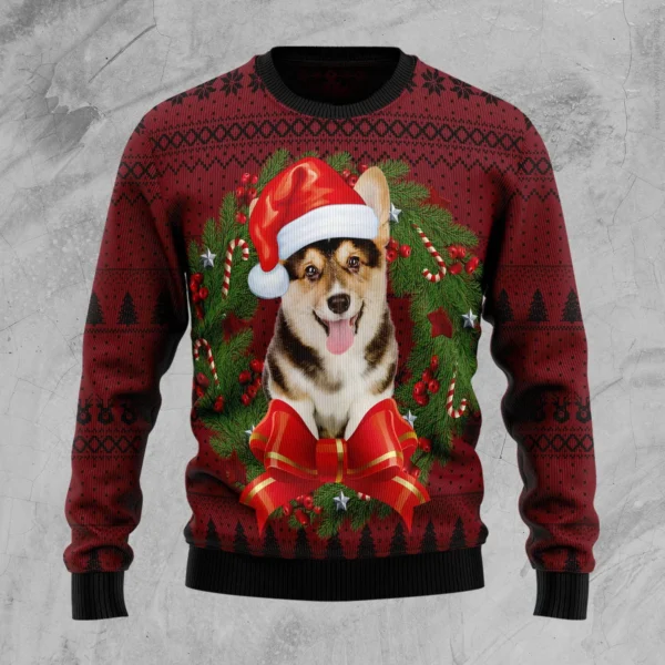 corgi wreath ugly christmas sweater cool xmas clothing gift forcorgi.webp