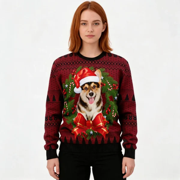 Corgi Wreath Ugly Christmas Sweater Cool Xmas