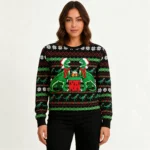 Couple T Rex Drink Ugly Christmas Sweater Funn