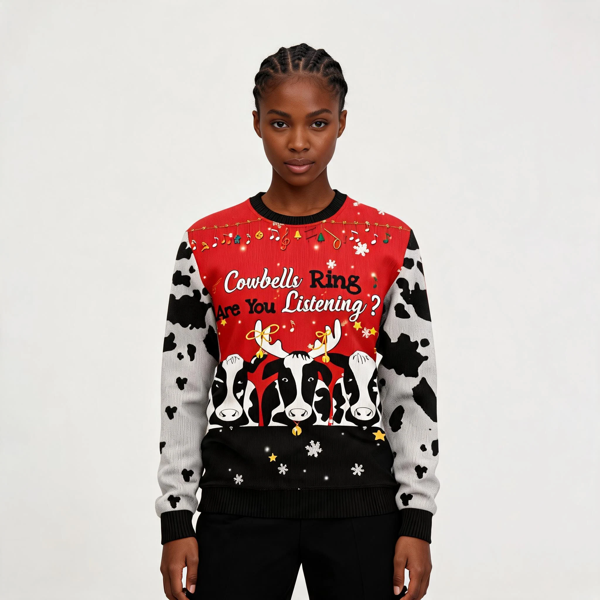 Cow Bell Rings Ugly Christmas Sweater Funny Ch Cow Bell Rings Ugly Christmas Sweater Funny Ch