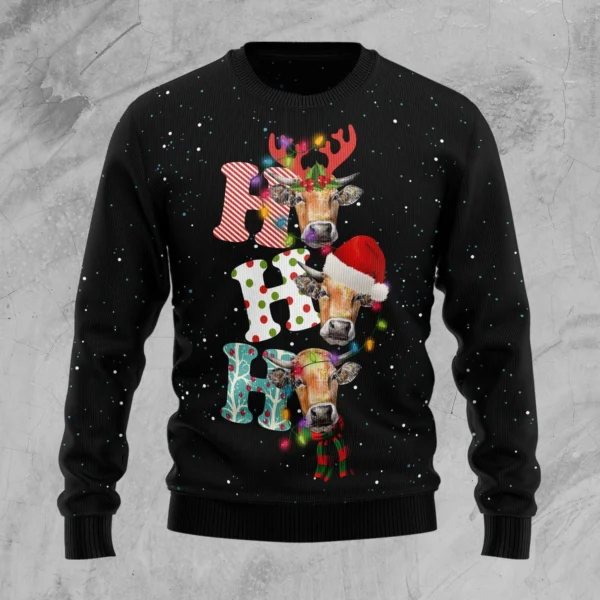 cow ho ho ho ugly christmas sweater funny xmas apparel best gift.webp