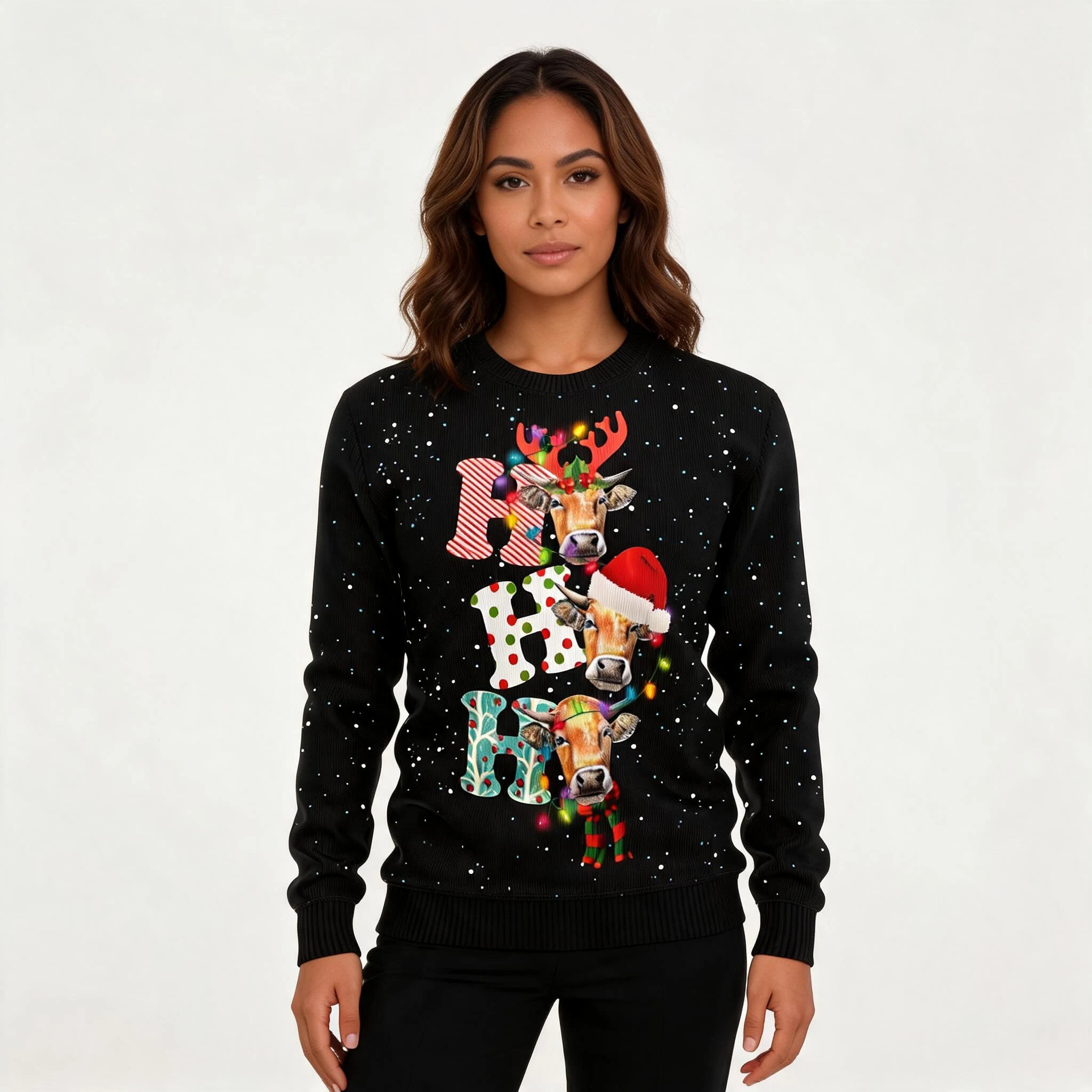 Cow Ho Ho Ho Ugly Christmas Sweater Funny Xmas Cow Ho Ho Ho Ugly Christmas Sweater Funny Xmas