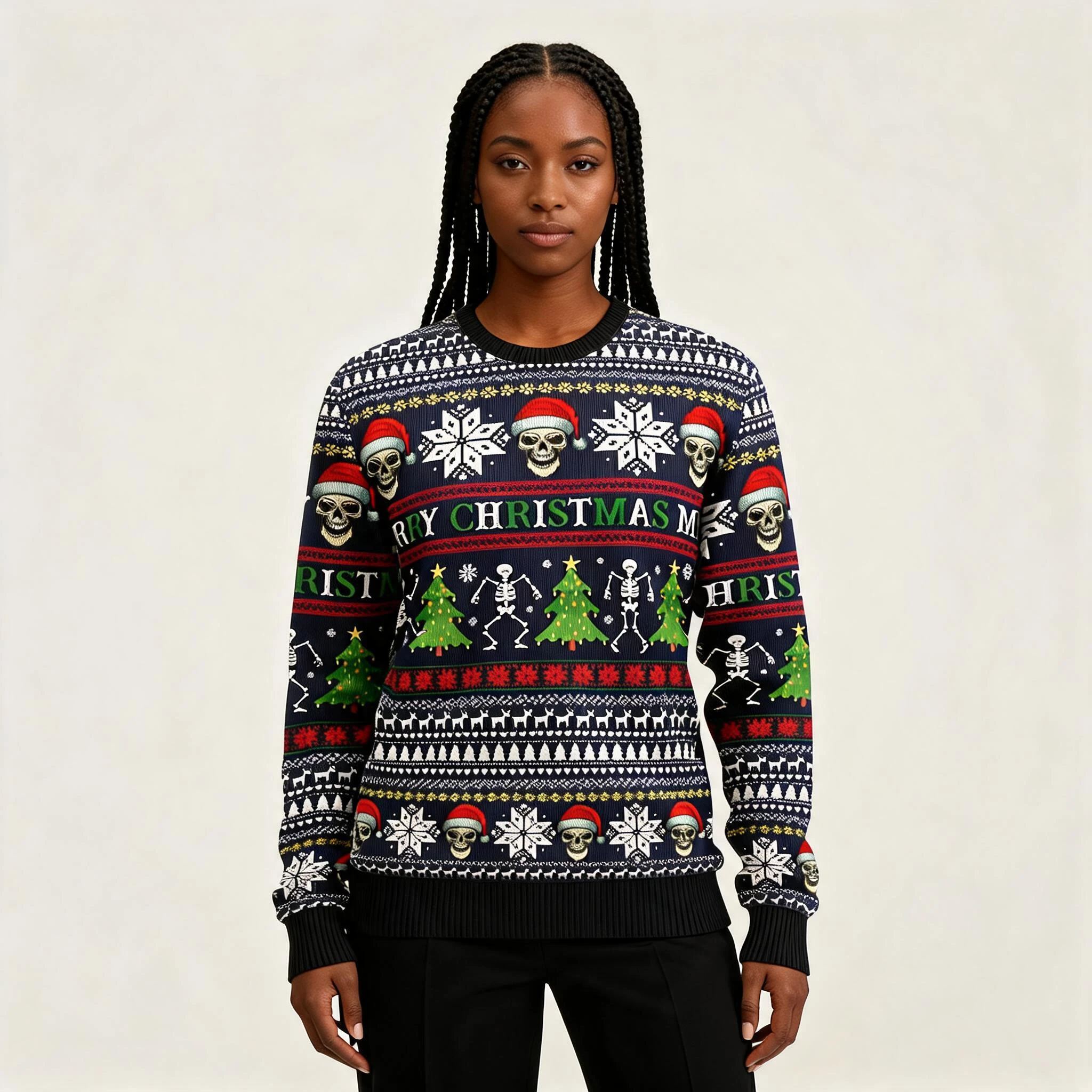 Creepy Skull Head Ugly Christmas Sweater Winte Creepy Skull Head Ugly Christmas Sweater Winte