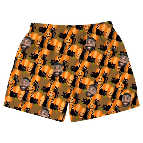 custom face logo halloween black cat beach shorts custom photo board s 1