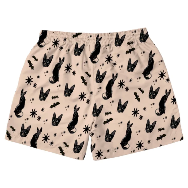 custom face logo halloween black cat beach shorts custom printed summe design
