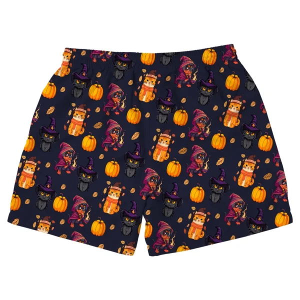 custom face logo halloween black cat beach shorts matching beach short design