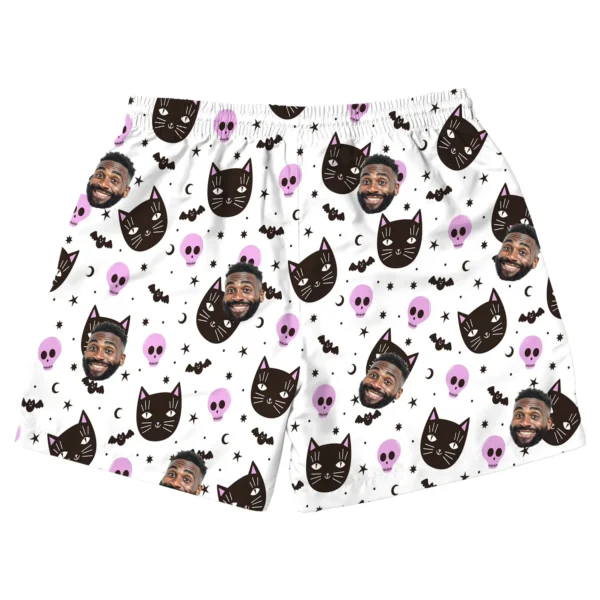 custom face logo halloween black cat beach shorts personalized beach s 1