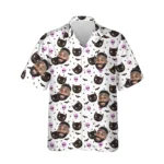 custom face logo halloween black cat hawaiian shirt cat pumpkin shirt design