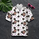 custom face logo halloween black cat hawaiian shirt cat pumpkin shirt design