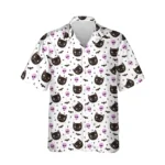 custom face logo halloween black cat hawaiian shirt cat pumpkin shirt design