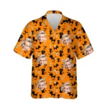 custom face logo halloween black cat hawaiian shirt cute cat party shi design