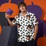 custom face logo halloween black cat hawaiian shirt halloween cat shir design