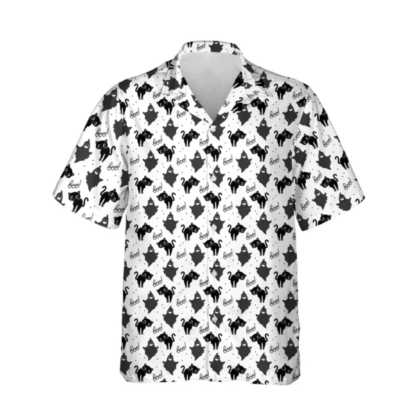 custom face logo halloween black cat hawaiian shirt halloween cat shir design