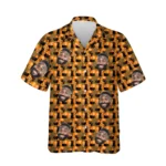 custom face logo halloween black cat hawaiian shirt playful cat aloha design