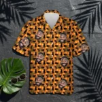 custom face logo halloween black cat hawaiian shirt playful cat aloha design