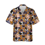 custom face logo halloween black cat hawaiian shirt spooky kitty shirt design