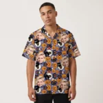custom face logo halloween black cat hawaiian shirt spooky kitty shirt design