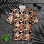 custom face logo halloween black cat hawaiian shirt spooky kitty shirt design