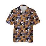 custom face logo halloween black cat hawaiian shirt spooky kitty shirt design