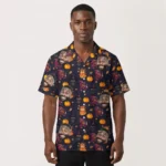 custom face logo halloween black cat hawaiian shirt vintage cat shirt design