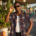 custom face logo halloween black cat hawaiian shirt vintage cat shirt design