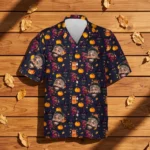 custom face logo halloween black cat hawaiian shirt vintage cat shirt design