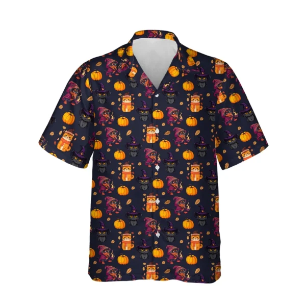 custom face logo halloween black cat hawaiian shirt vintage cat shirt design