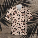 custom face logo halloween black cat hawaiian shirt witchy black cat s design