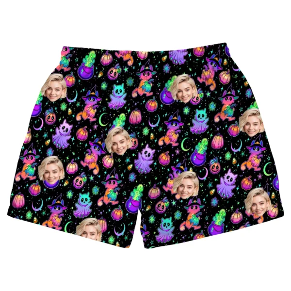 custom face logo halloween ghost beach shorts custom face board shorts 1