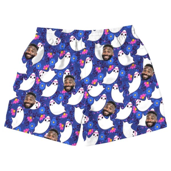 custom face logo halloween ghost beach shorts personalized vacation be 1