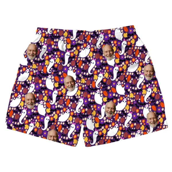 custom face logo halloween ghost beach shorts summer pool party custom 1