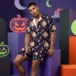 custom face logo halloween ghost hawaiian shirt and shorts set his her design