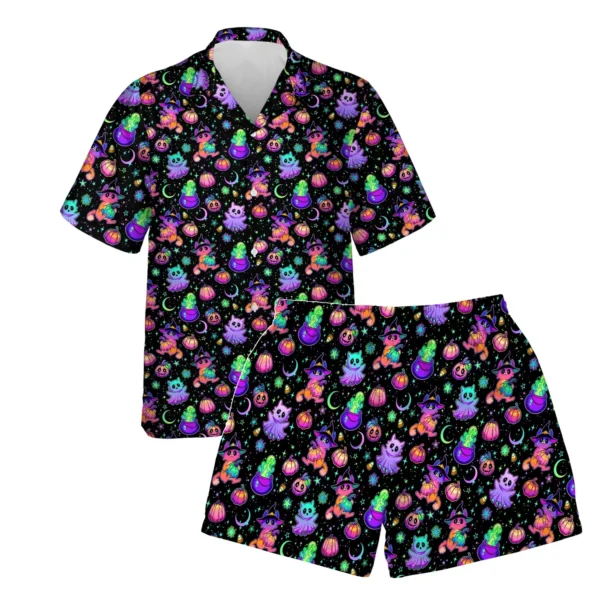 custom face logo halloween ghost hawaiian shirt and shorts set his her design