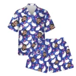 custom face logo halloween ghost hawaiian shirt and shorts set matchin design 1