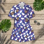 custom face logo halloween ghost hawaiian shirt and shorts set matchin design 1
