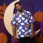 custom face logo halloween ghost hawaiian shirt boo ghost party shirt design